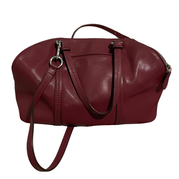 Coach Cora Peyton Red Saffiano Domed Leather Satchel - Picture 2 of 4